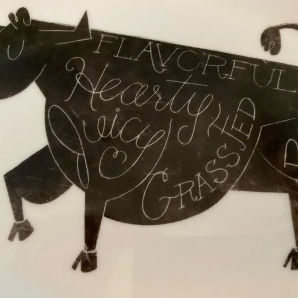 CRATE & BARREL FARMHOUSE PLATTER COW FROMAGE CHEESE PLATE